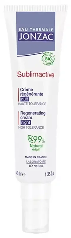Eau Thermale Jonzac Sublimactive Crème Régénérante Nuit Toutes Peaux Bio 40 ml