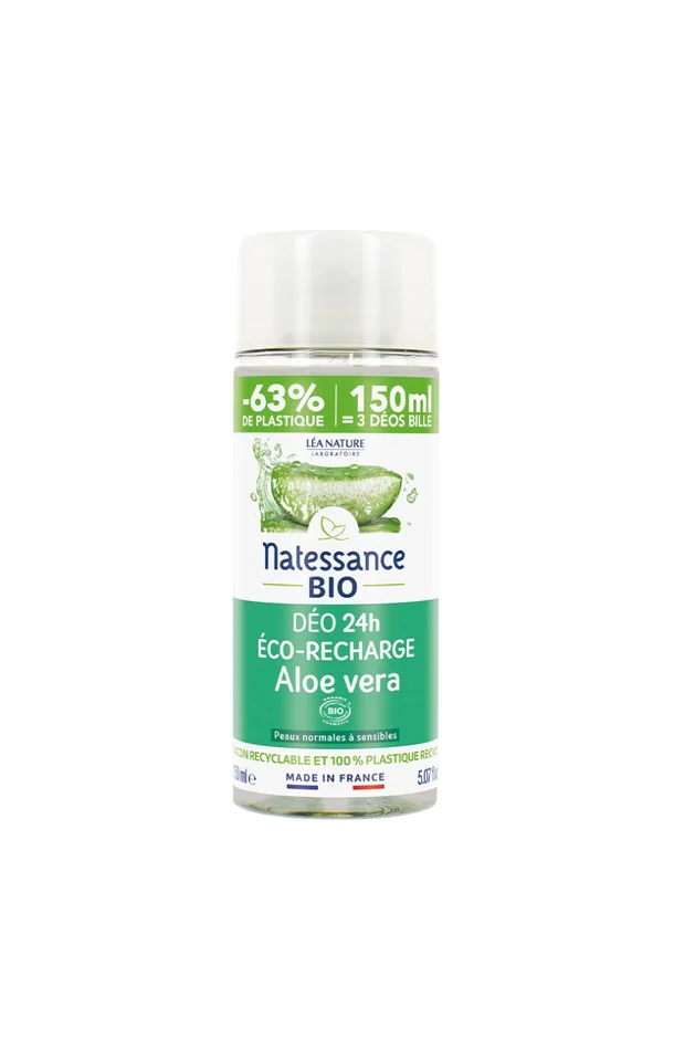 Eco-recharge déodorant bio – Aloe vera – Peaux normales & sensibles – 150 ml