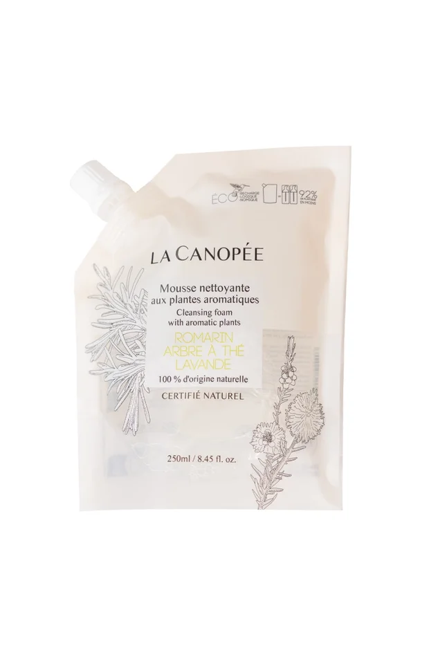 Eco-recharge mousse nettoyante – Romarin, arbre à thé & lavande – Visage – 250 ml