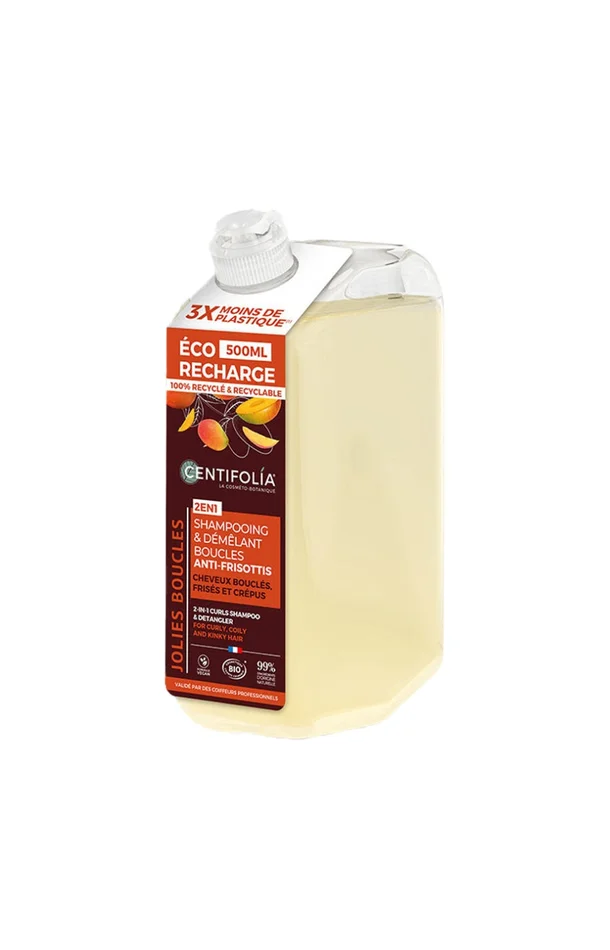 Eco recharge shampoing démêlant bio – Mangue – Cheveux bouclés – 500 ml