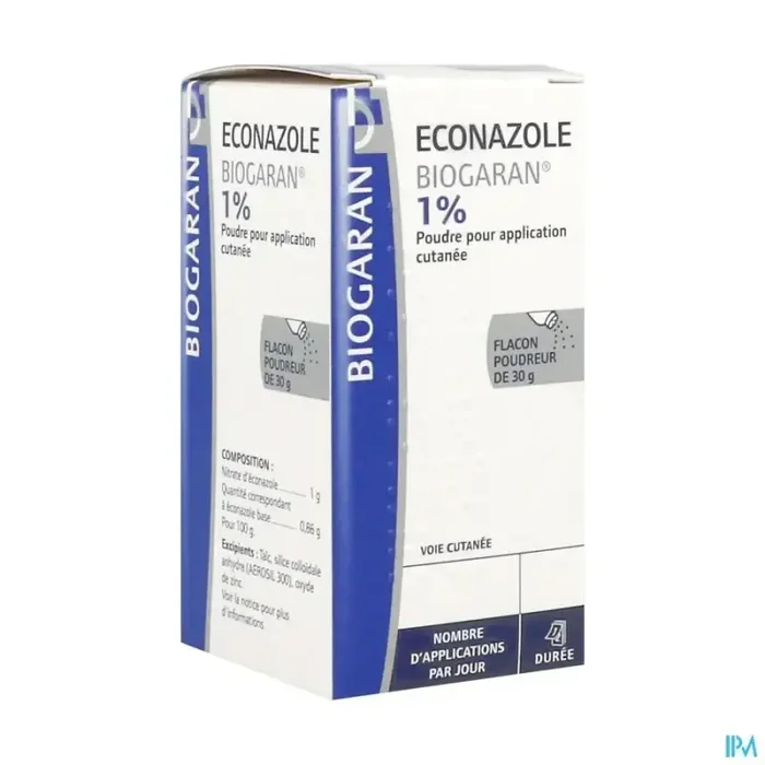 Econazole biogaran 1% poudre pour application cutanee 30g