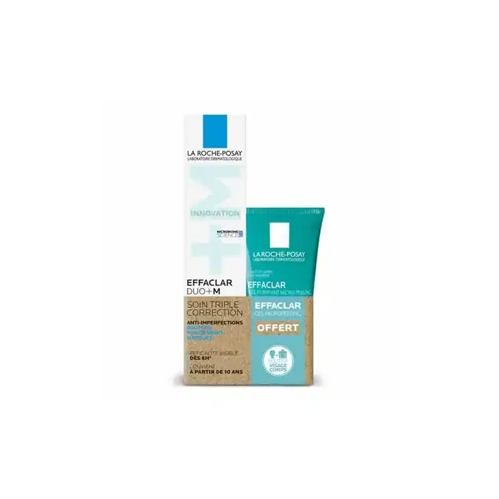 EFFACLAR DUO + M SOIN TRIPLE CORRECTION ANTI-IMPERFECTIONS 40ML + GEL MICROPEELING OFFERT LA ROCHE POSAY
