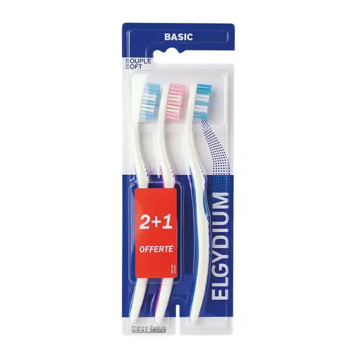 Elgydium Basic Brosse a Dents Medium lot de 3