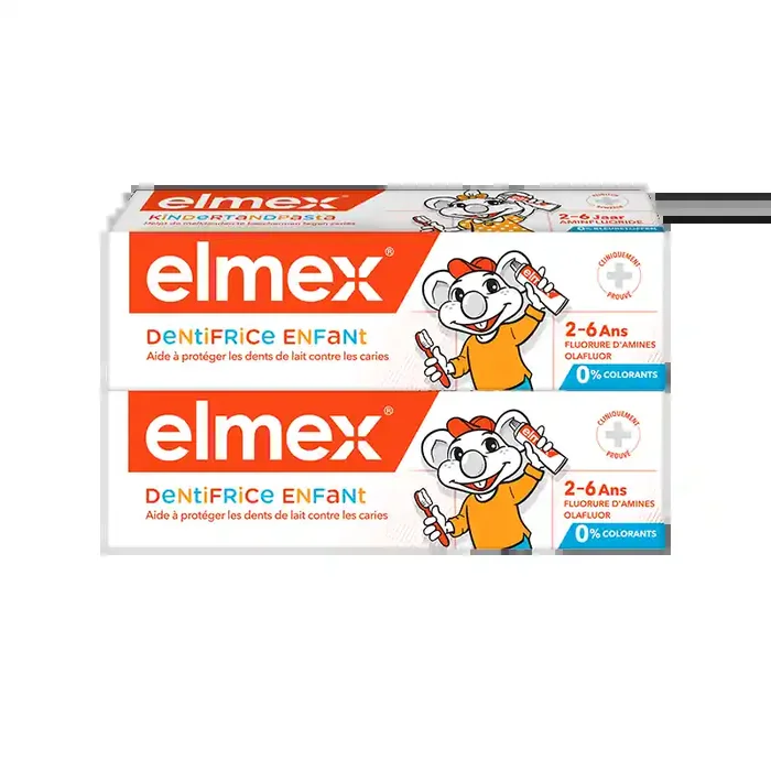 Elmex dentifrice enfant 2-6 ans lot de 2x50ml