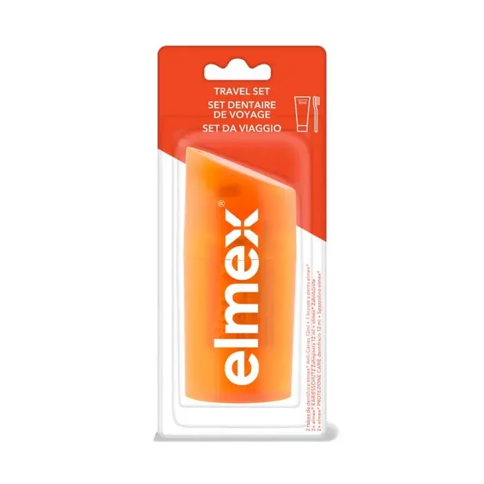Elmex Set Dentaire de Voyage – Brosse à Dents + Dentifrices 2x12ml