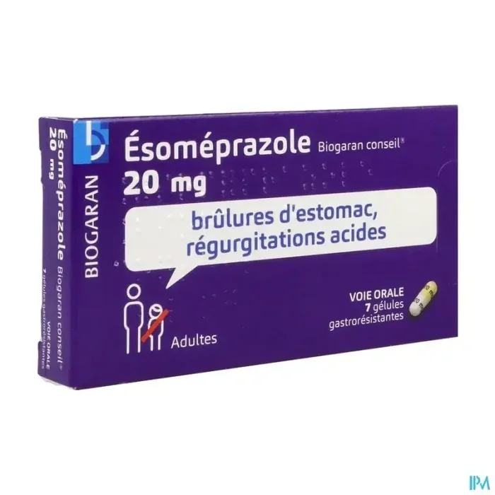 Esomeprazole biogaran conseil 20mg gélule gastroresistante 7