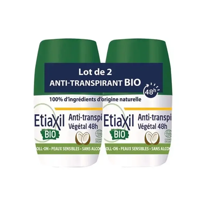 Etiaxil bio deodorant anti-transpirant vegetal 48h coco lot de 2x50ml