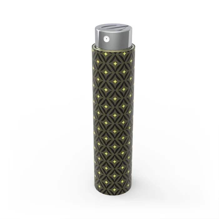 ÉTUI À PARFUM DE POCHE- Hypnotic rhombus – Vert et jaune – TCOV006