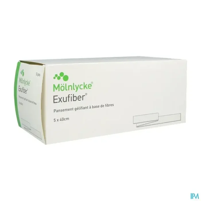 Exufiber meche pansement gelifiant à base de fibre sterile 5cm x 40cm 16