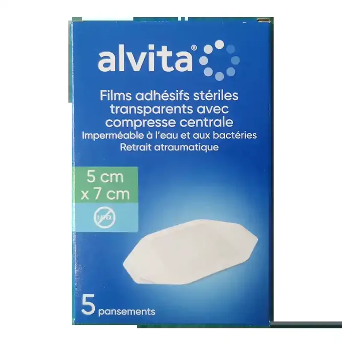 FILMS ADHESIFS STERILES TRANSPARENTS 5CM X 7CM X5 ALVITA