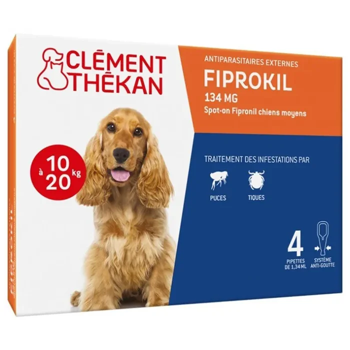 Fiprokil Spot On Chien Moyen 10-20kg 1.34ml x 4 pipettes Clement-Thekan