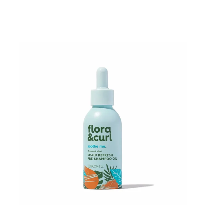 Flora&Curl Huile de pré-shampoing rafraîchissante pour le cuir chevelu à la noix de coco et à la menthe 100ml