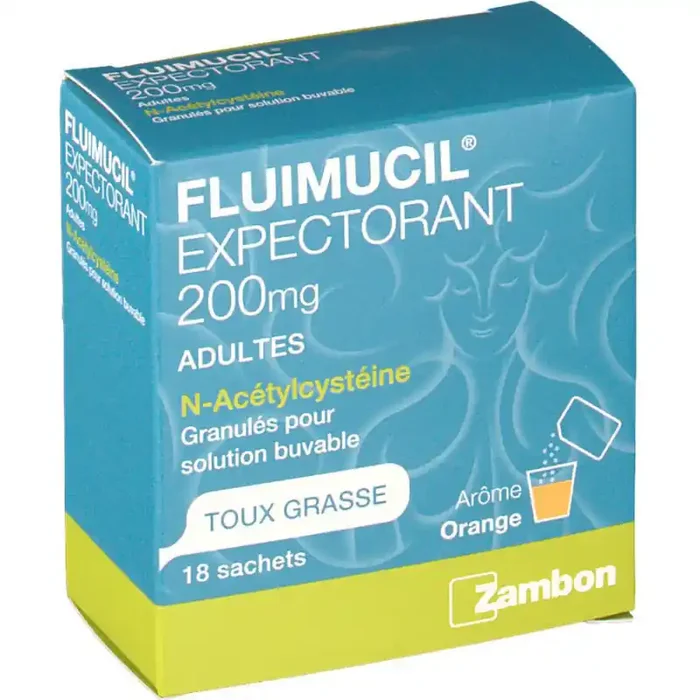 Fluimicil expectorant acetylcysteine 200mg sans sucre granules solution buvable 30 sachets