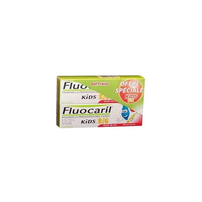 Fluocaril kids dentifrice enfant 2 a 6ans gel fraise duo 50ml