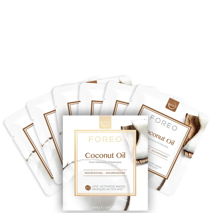 FOREO UFO Coconut Oil Mini Masque Visage Nourrissant pour Peaux Sèches (pack de 6)