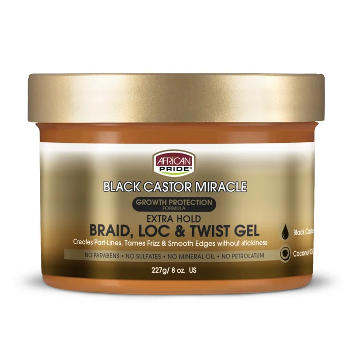 Gel pour Tresses, Locs & Twists Black Castor Miracle à l’huile de ricin, 8OZ