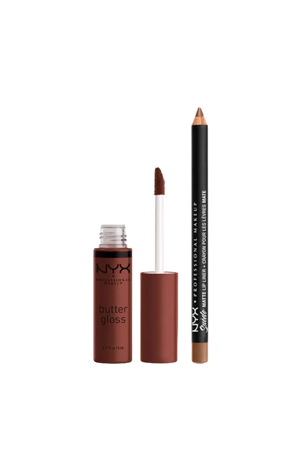 Gloss & crayon à lèvres – Brownie Drip & Sandstorm