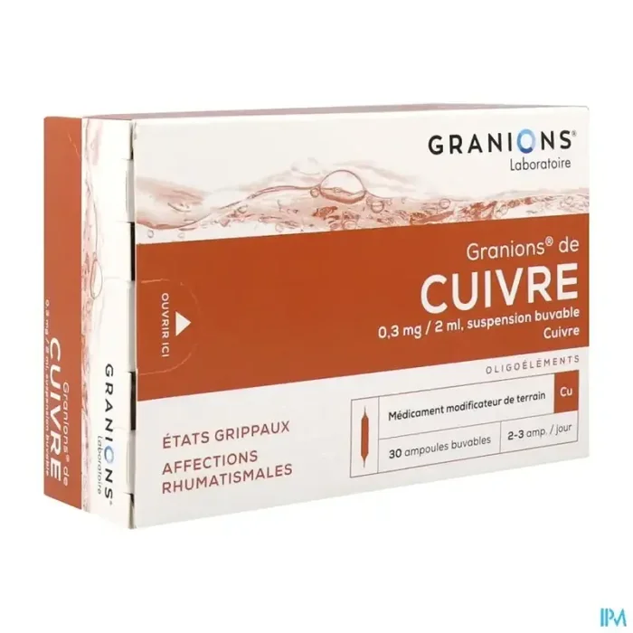 Granions cuivre 0mg3/2ml solution buvable ampoule 2ml 30