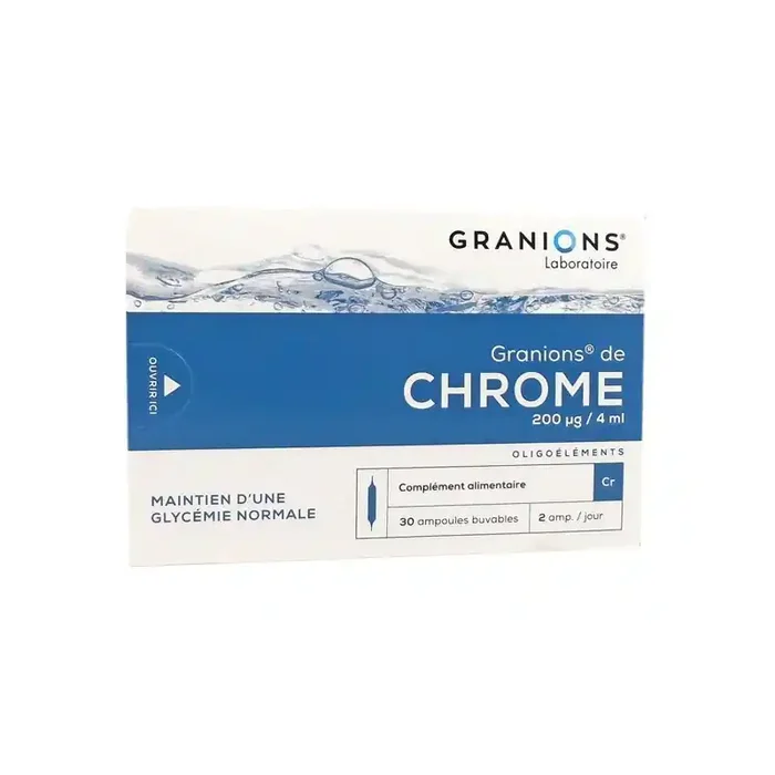 Granions de chrome 200µg boite de 30 ampoules 60ml
