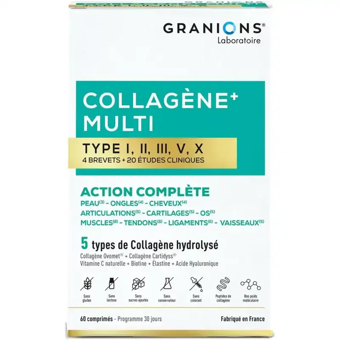 granions multi collagene type 1, 2, 3, 5 et 10 60 comprimes