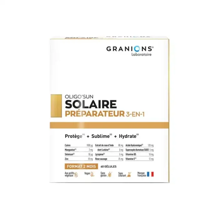 Granions Oligo‘Sun preparateur solaire 3 en 1 – 2 mois 60 gelules