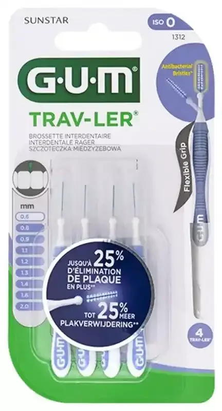 GUM 4 Brossettes Interdentaire Trav-Ler – Taille 1312 0,6 mm