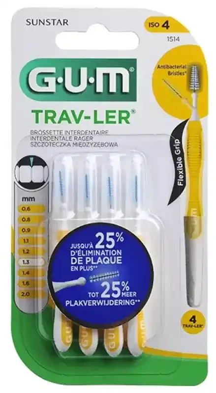 GUM 4 Brossettes Interdentaire Trav-Ler – Taille 1514 1,3 mm