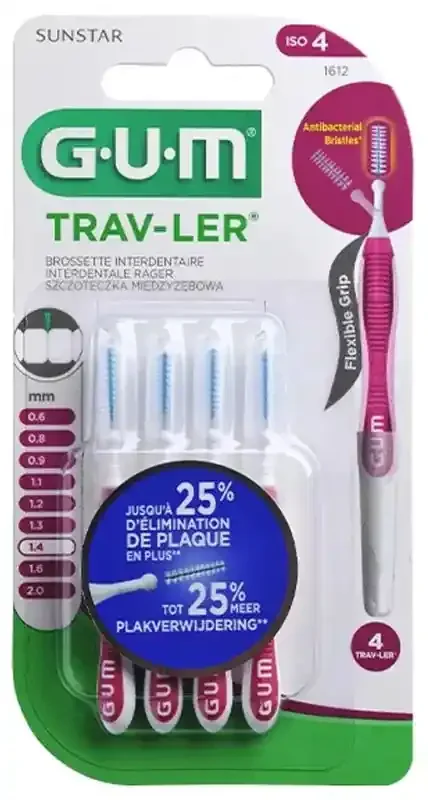 GUM 4 Brossettes Interdentaire Trav-Ler – Taille 1612 1,4 mm