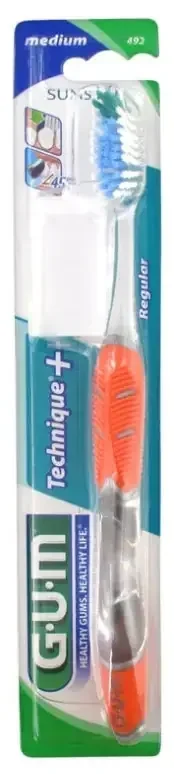 Gum Brosse à Dents Technique®+ Médium Normale – Couleur Orange