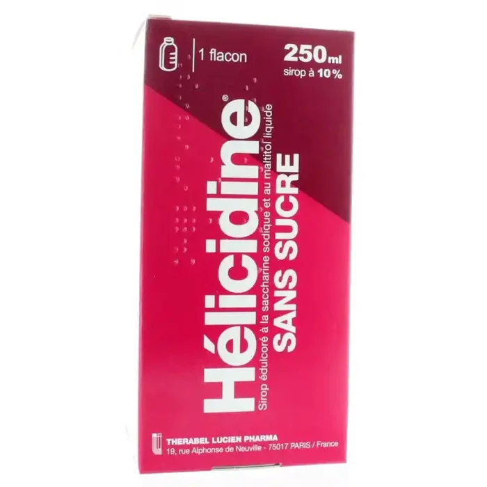 Helicidine 10 pour cent sans sucre sirop edulcore a la saccharine 250ml