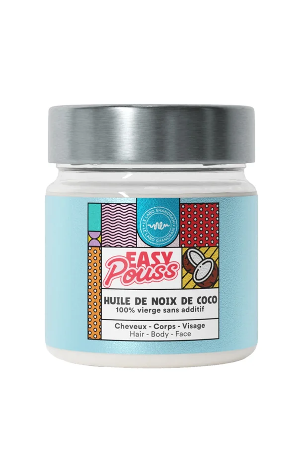Huile de coco 100% vierge – Easy Pouss – Cheveux, corps & visage – 200 ml