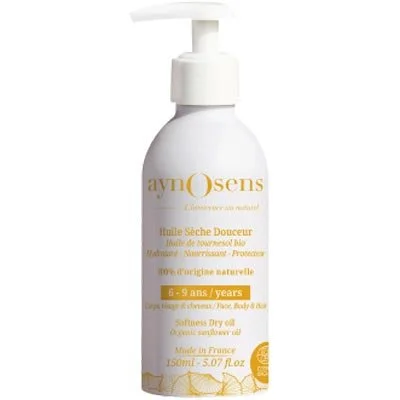 Huile sèche apaisante – Huile de tournesol bio – Corps & cheveux – Enfant – 150 ml