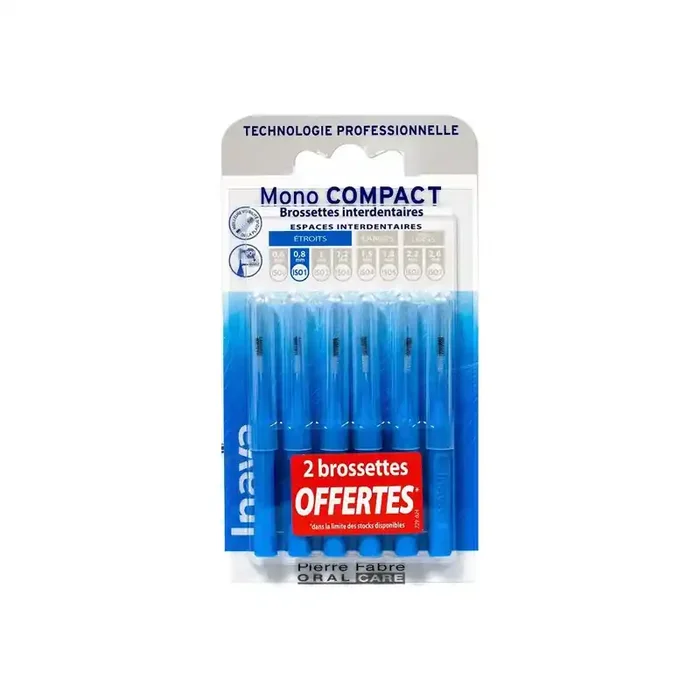 Inava Mono Compact 6 brossettes interdentaires bleus ISO 1 – 0,8mm