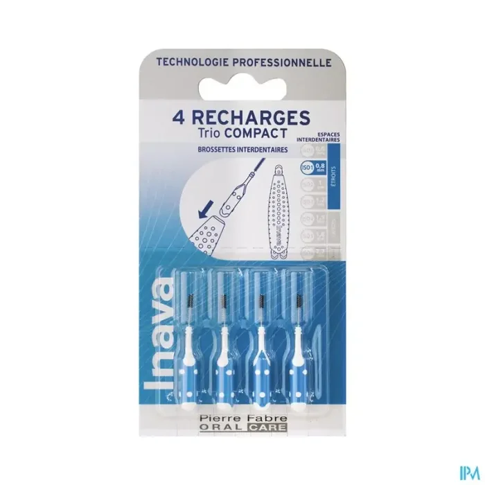 Inava trio compact brossette recharge bleu x3