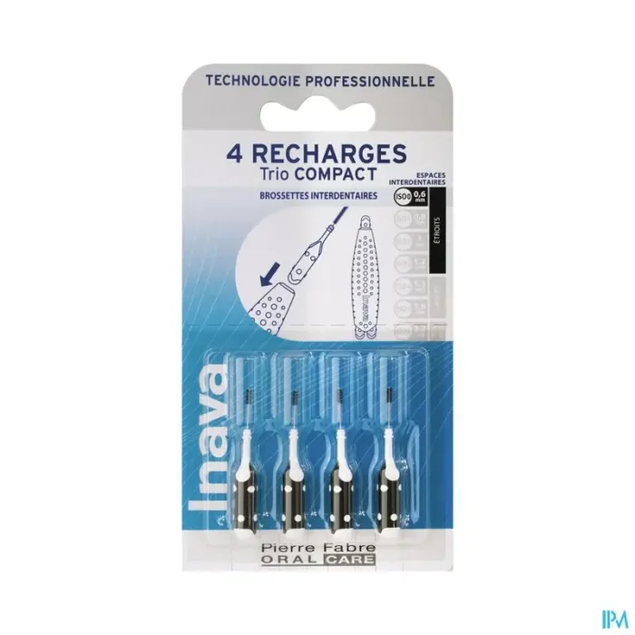 Inava trio compact brossette recharge noir x3