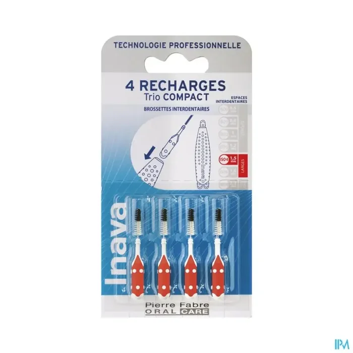 Inava trio compact brossette recharge rouge x3