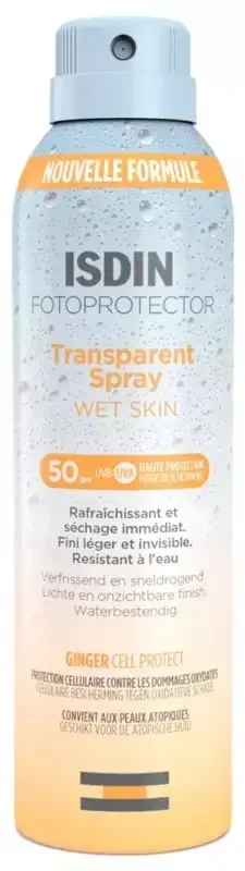 Isdin Fotoprotector Transparent Wet Skin Spray Crème Solaire Corps Spf50 250 ml