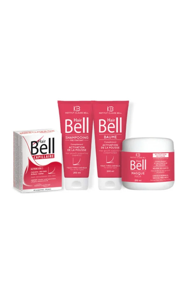 Kit activateur de pousse – Hair Bell – Cheveux secs – 4 soins