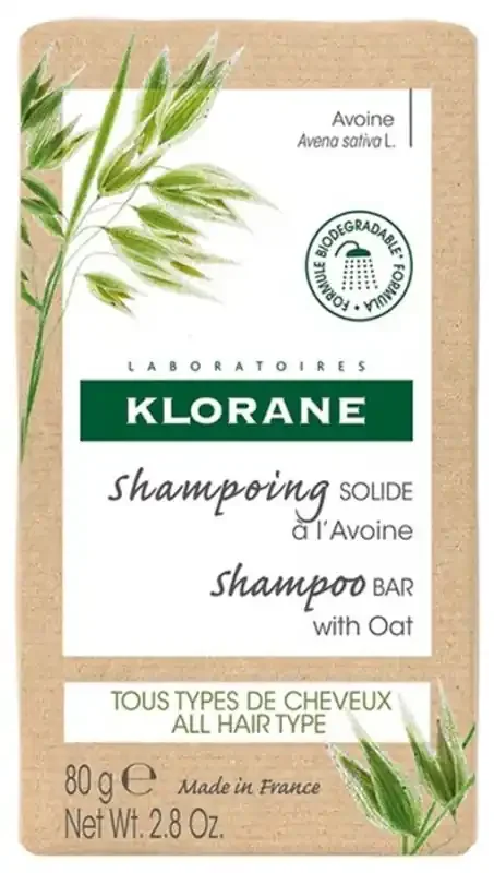 Klorane Avoine Shampoing Solide Extra-Doux au Lait d‘Avoine – Usage Fréquent – Tous Types de Cheveux 80 g