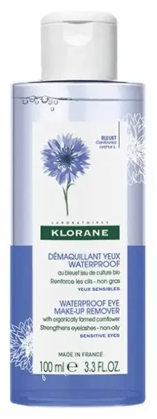 Klorane Bleuet Démaquillant Yeux Waterproof au Bleuet Bio – Yeux Sensibles 100 ml