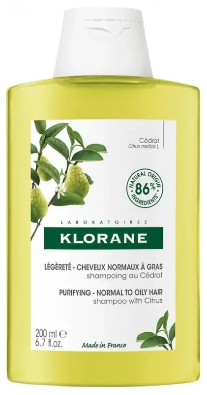 Klorane Cédrat – Shampooing Légèreté Cheveux Mixtes à Gras 200 ml