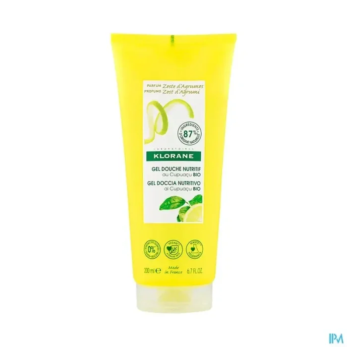 Klorane gel douche nutritif zeste agrumes 200ml