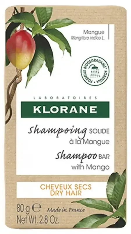 Klorane Mangue Shampoing Solide Nutrition à la Mangue – Cheveux Secs 80 g