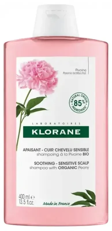 Klorane Pivoine Shampoing Apaisant Et Anti-Irritant à La Pivoine Bio – Cuir Chevelu Sensible et Irrité 400 ml