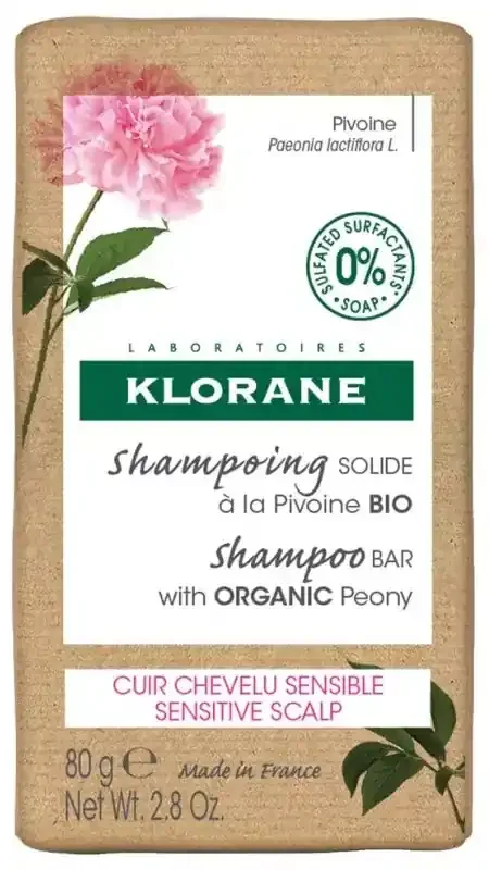 Klorane Pivoine Shampoing Solide Apaisant à la Pivoine Bio – Cuir Chevelu Sensible 80 g