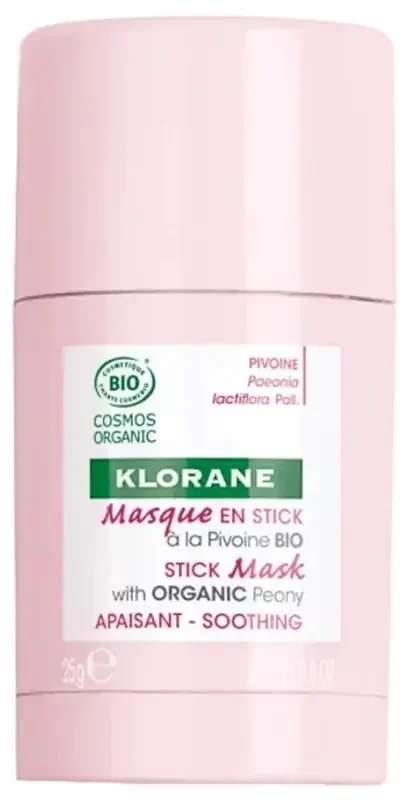 Klorane Pivoine Visage – Masque en Stick Apaisant à la Pivoine Bio Peaux Sensibles 25 g