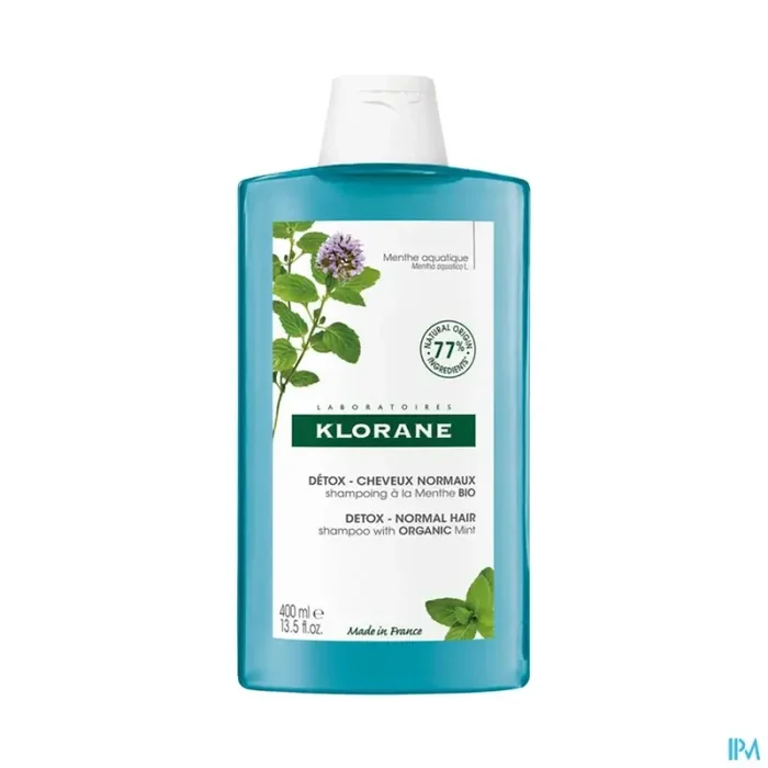 Klorane shampooing detox à la menthe aquatique bio 400ml