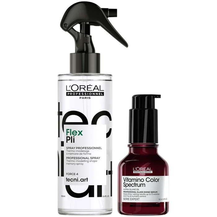 L’Oreal Professionnel: Tecni Art Pli Thermo modelling Hair Styling Spray & Vitamino Spectrum Glass Shine Serum, Anti-Frizz