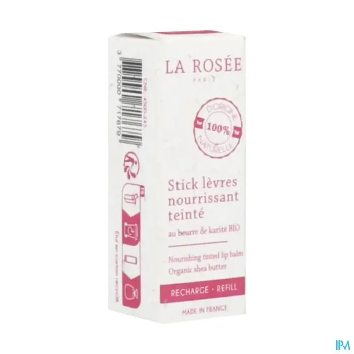 La rosée stick levres nourrissant teinte au beurre de karite bio recharge 4g5