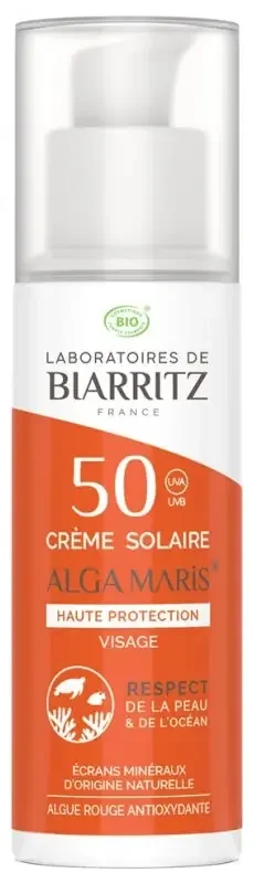 Laboratoires de Biarritz Alga Maris Crème Solaire Visage Fluide SPF50 Bio 50 ml
